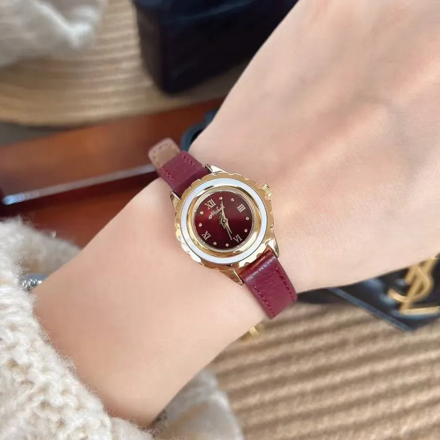 Elegant Solid Color Buckle Quartz Watch Women's Watches