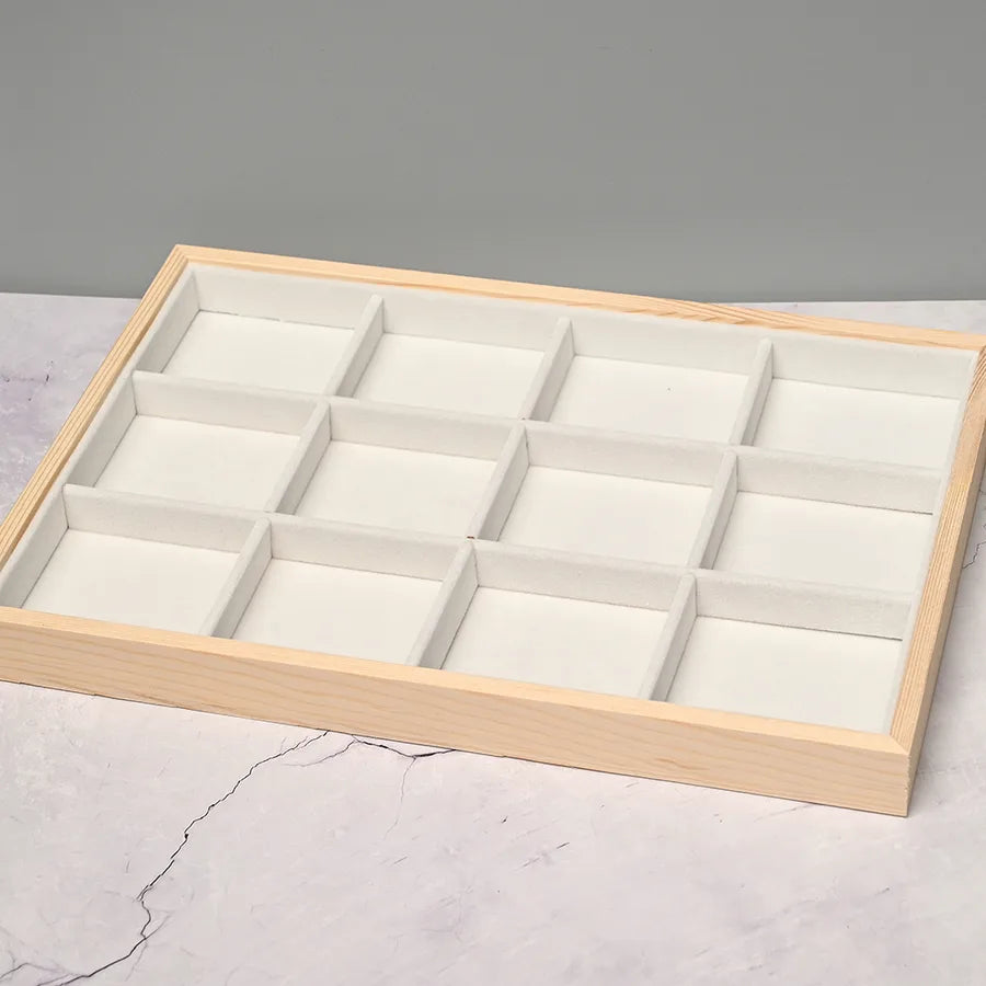 Rectangular Jewelry Display Stand Storage Box Earring Bracelet Ring Tray Handmade Simple Style Wooden Velvet Jewelry Plate