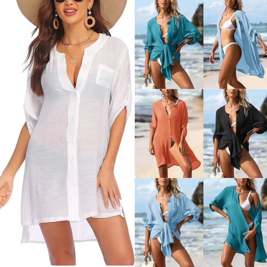 Women's Solid Color Vacation Cover Ups