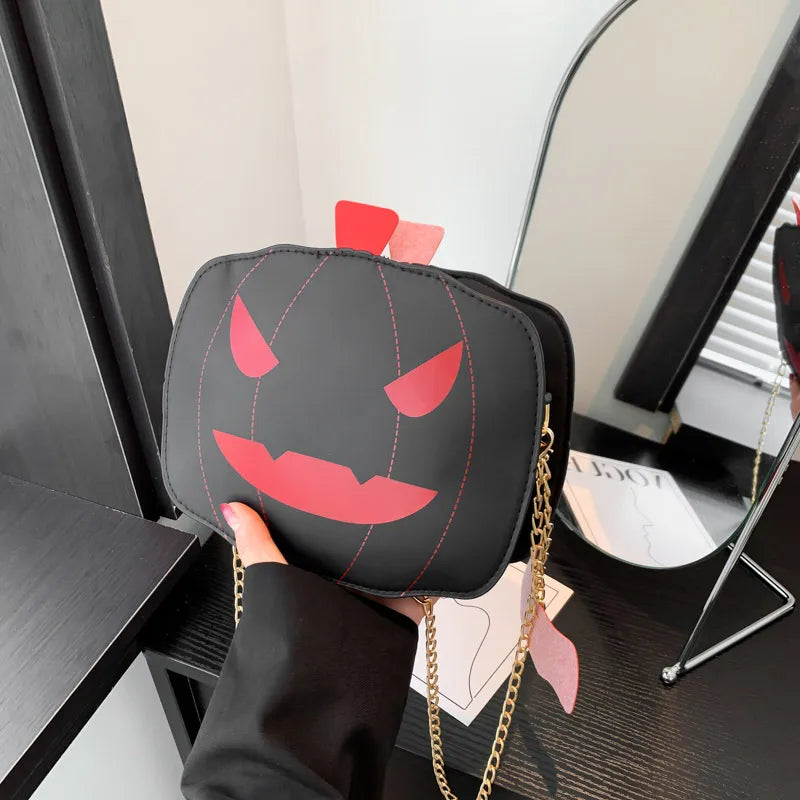 Halloween Funny Pumpkin Bag  New Fashion Color Contrast Personalized Creative Trendy One-Shoulder Women's Bag Cartoon Crossbody Bag