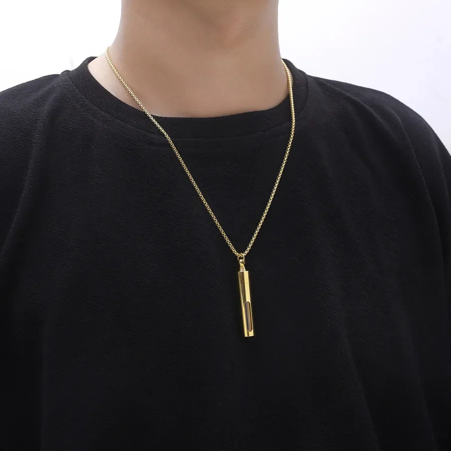 Hip-Hop Retro Solid Color 304 Stainless Steel Plating 18K Gold Plated Men's Pendant Necklace