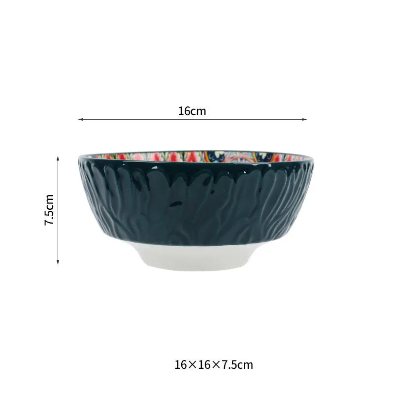 Bohemian Ceramic Tableware Bilitis Dishes Light Luxury Hand-painted Creative Household Rice Bowl Soup Bowl Dish Plate