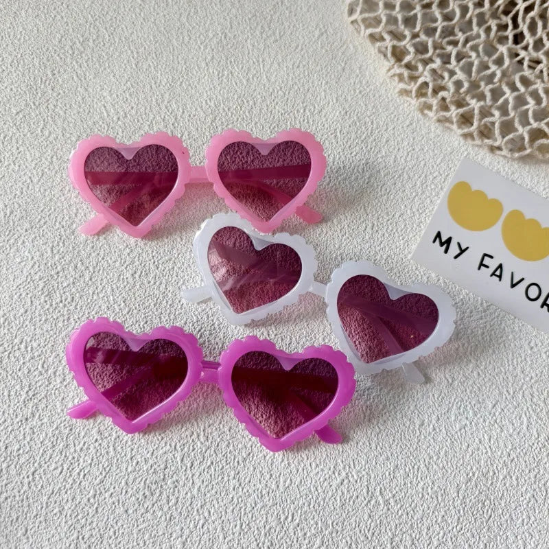 Sweet Simple Style Heart Shape UV400 Protection Resin Special-Shaped Mirror Full Frame Kids Sunglasses