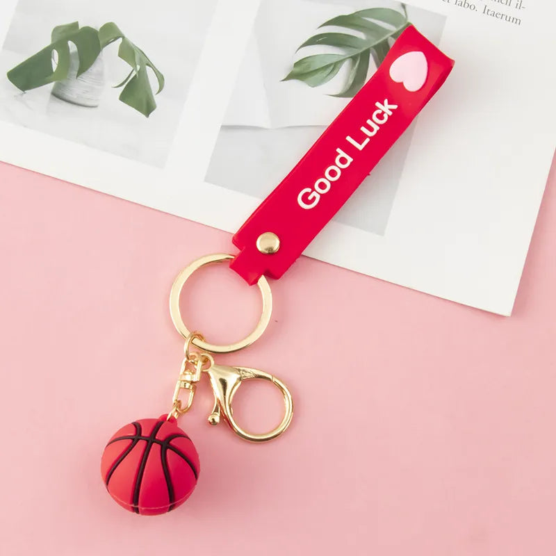 cartoon style letter ball football pvc alloy unisex bag pendant keychain