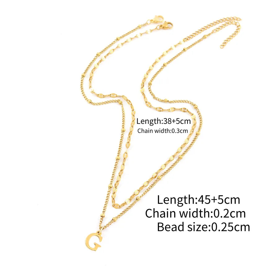 Wholesale Jewelry Simple Style Classic Style letter 201 Stainless Steel 304 Stainless Steel Side Clip Bead Necklace Lip Chain Pendant Necklace