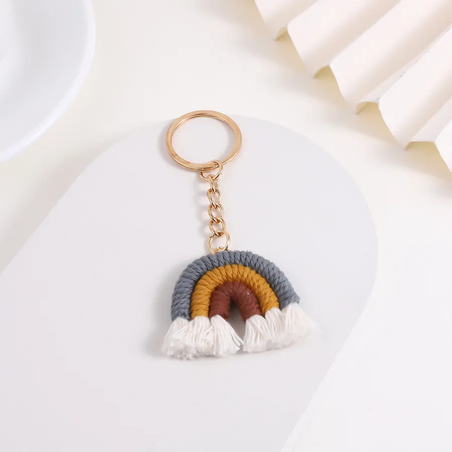 Fashionable Sweet Rainbow Knitted Keychain Pendant Accessory New Arrival Jewelry Handcrafted Tassel Irregular Design Personality