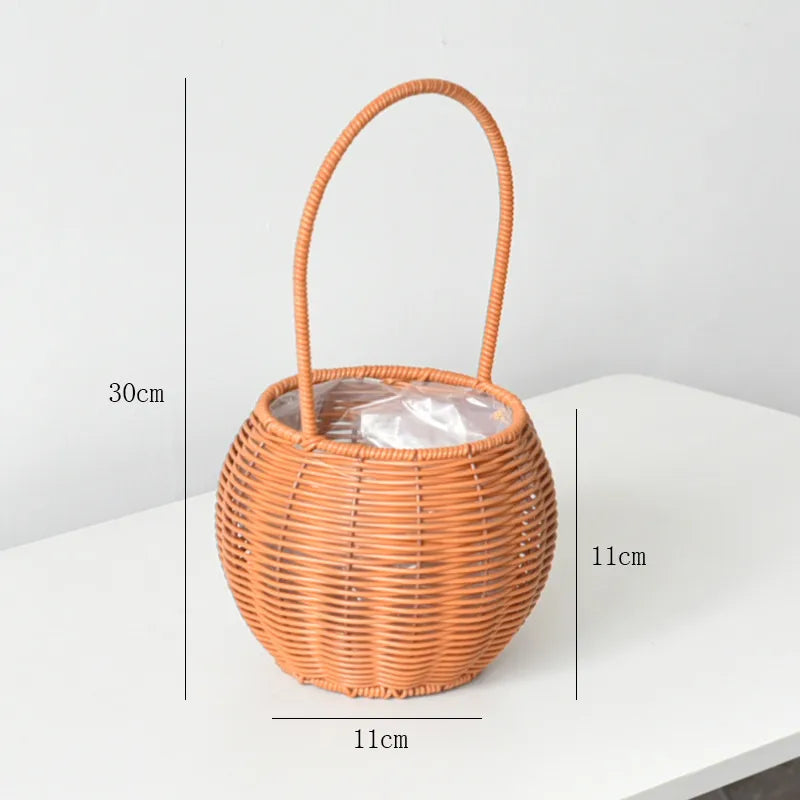 Women's Plastic Iron Solid Color Pastoral Round Square Open Handbag