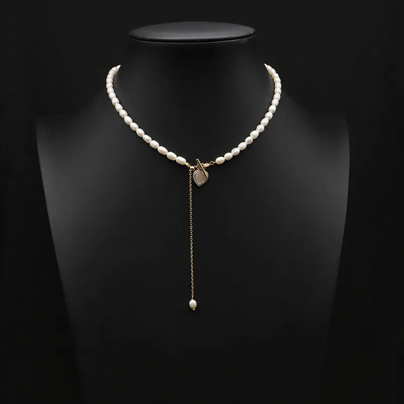 original design heart shape flower freshwater pearl plating 18k gold plated necklace
