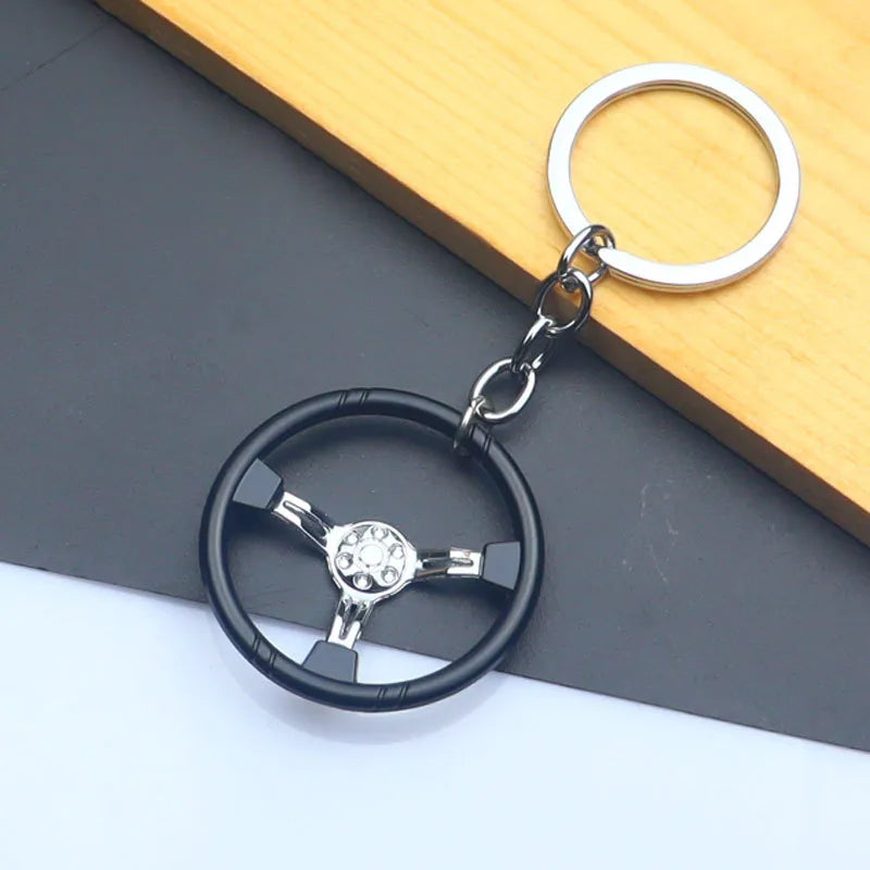 luxurious circle metal unisex bag pendant keychain