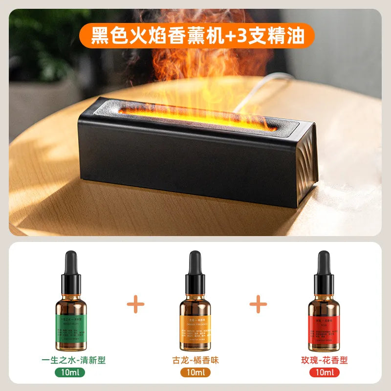 colorful 3d simulation flame aromatherapy Machine usb home office atmosphere air humidifying flame humidifier