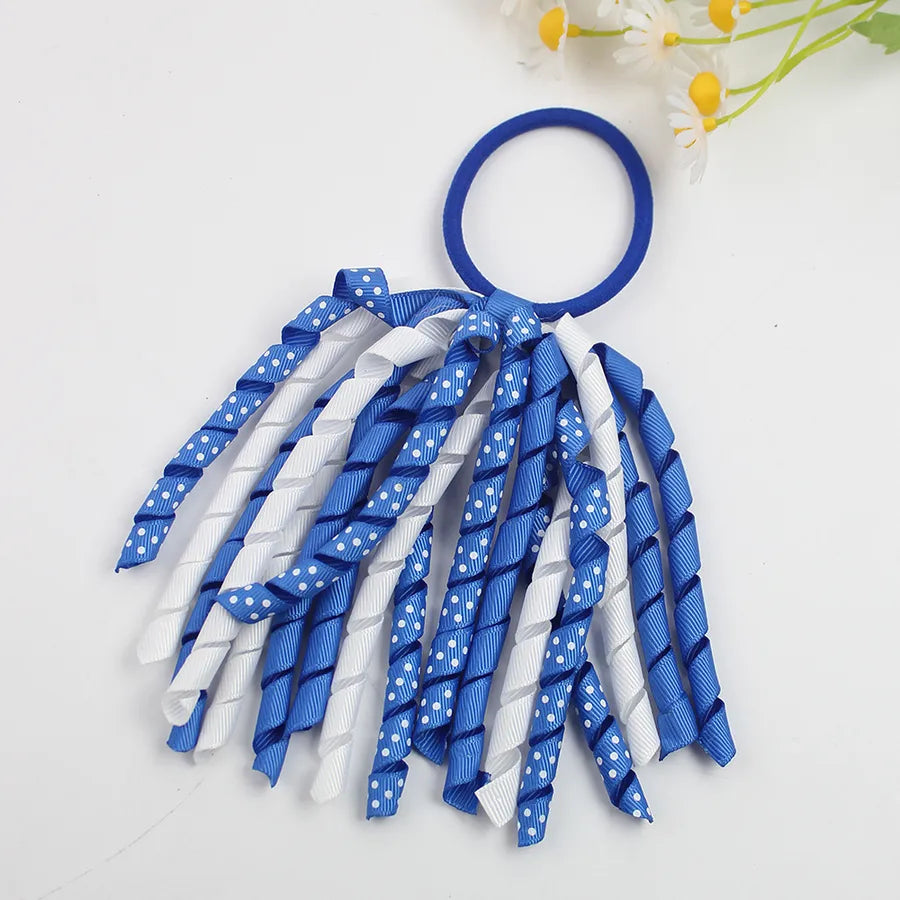explosions girls' hair accessories wave point printing roll belt head rope rubber band children's accessories long ponytail hair accessories wholesale