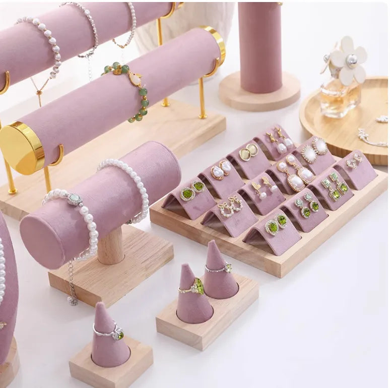 1 Piece solid wood Retro Classic Style Solid Color Jewelry Rack