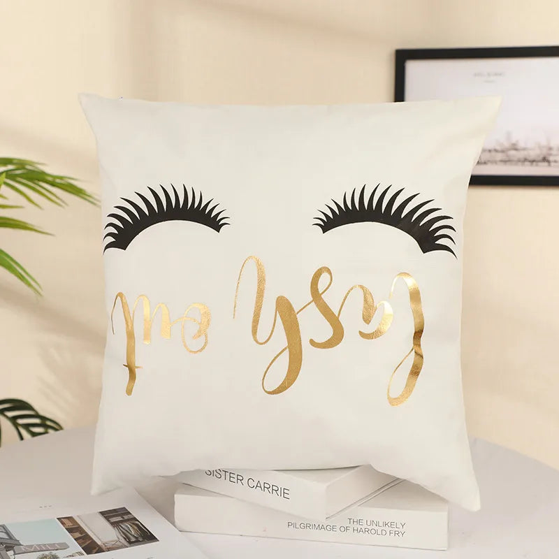 classical letter short plush pillow cases