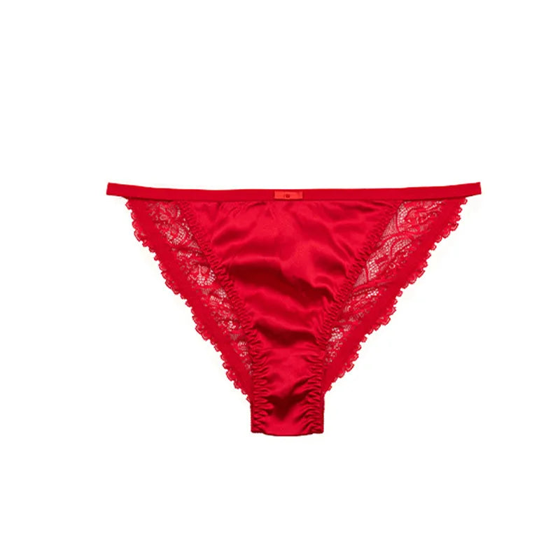 Low-Waist Lace Women's Underwear High Elastic Sensual Plus Size Triangle Pants Breathable Seamless Antibacterial Nylon Briefs