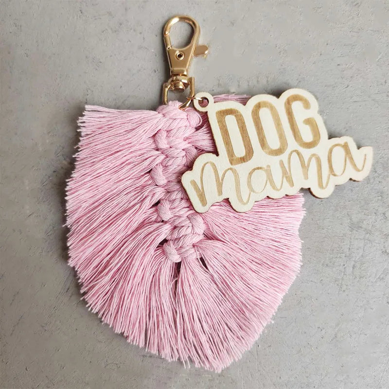 mama letter tassel cotton thread braid mother's day bag pendant keychain