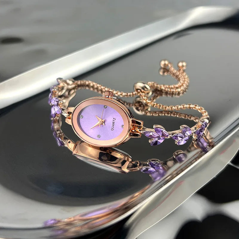 Simple Style Leaf Buckle Quartz Women's Watches