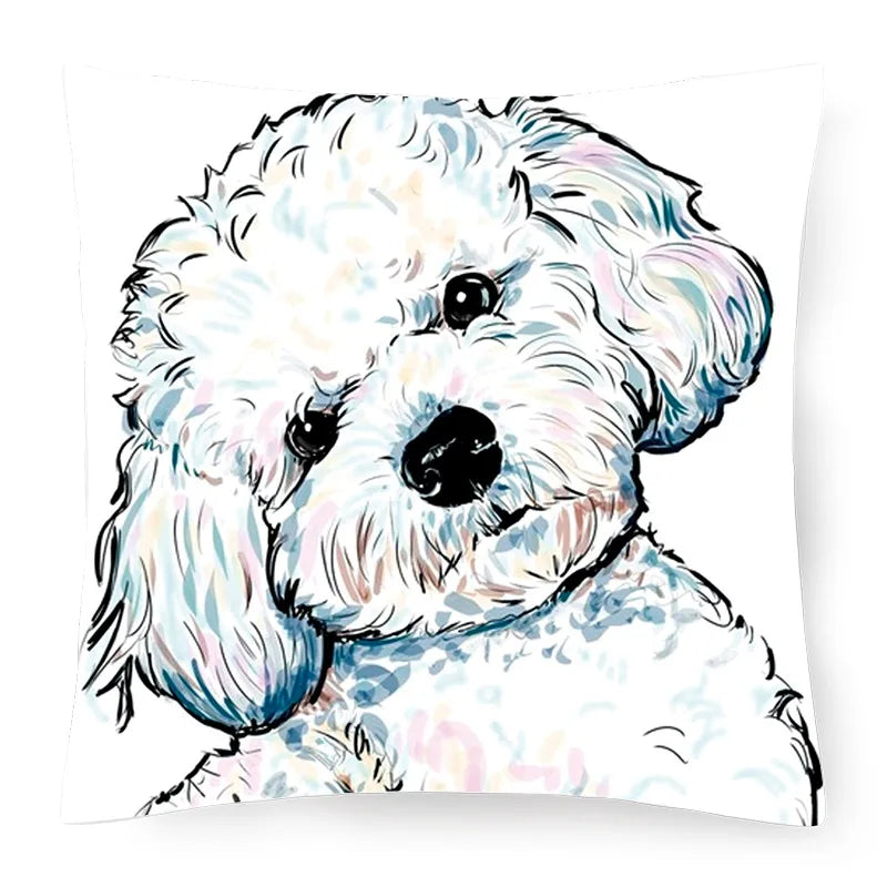 cute pastoral cartoon dog plush throw pillow