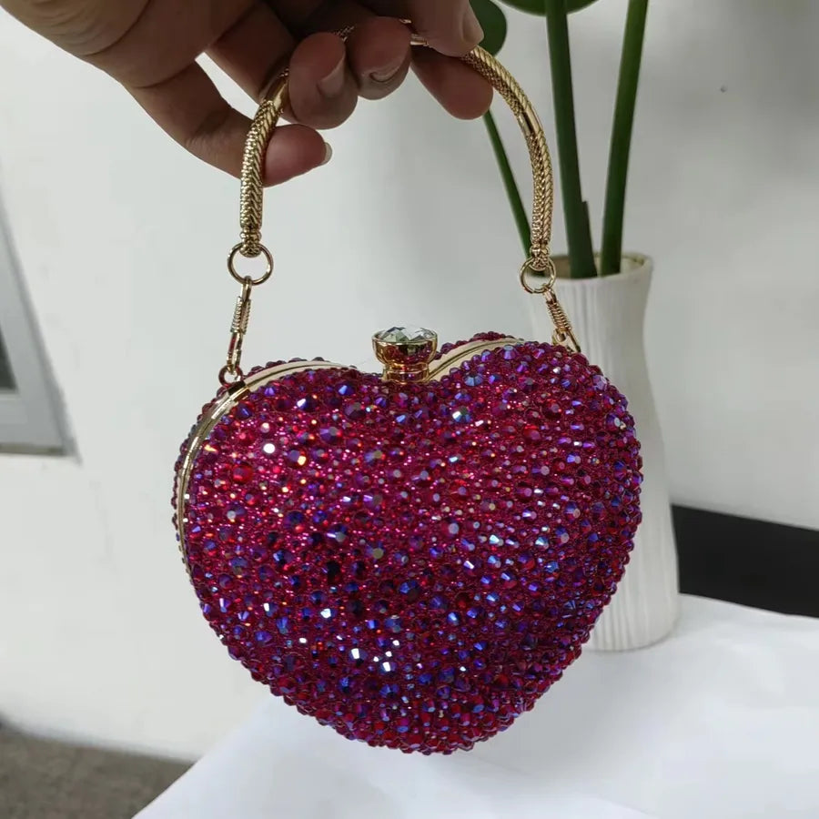Women's Small Arylic Solid Color Elegant Classic Style Heart-shaped Hook Loop Evening Bag