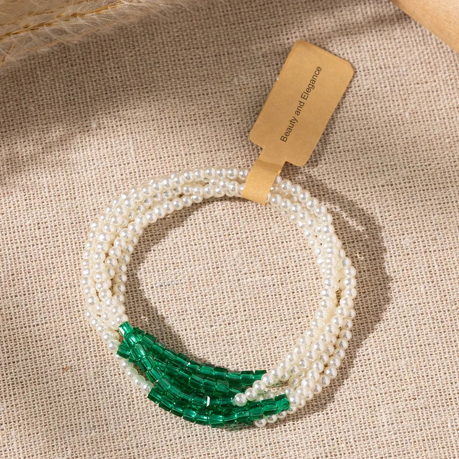 Vintage Style Classic Style Square Imitation Pearl Beaded Chain Wrap Bracelets Wholesale