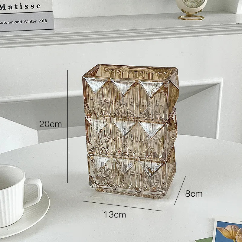 style simple crystal glass vase wholesale hydroponic living room flower arrangement transparent ornaments high-grade net red vase