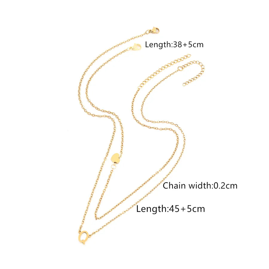 Wholesale Jewelry Elegant Retro Classic Style Letter Heart Shape 201 Stainless Steel 304 Stainless Steel cable chain Pendant Necklace