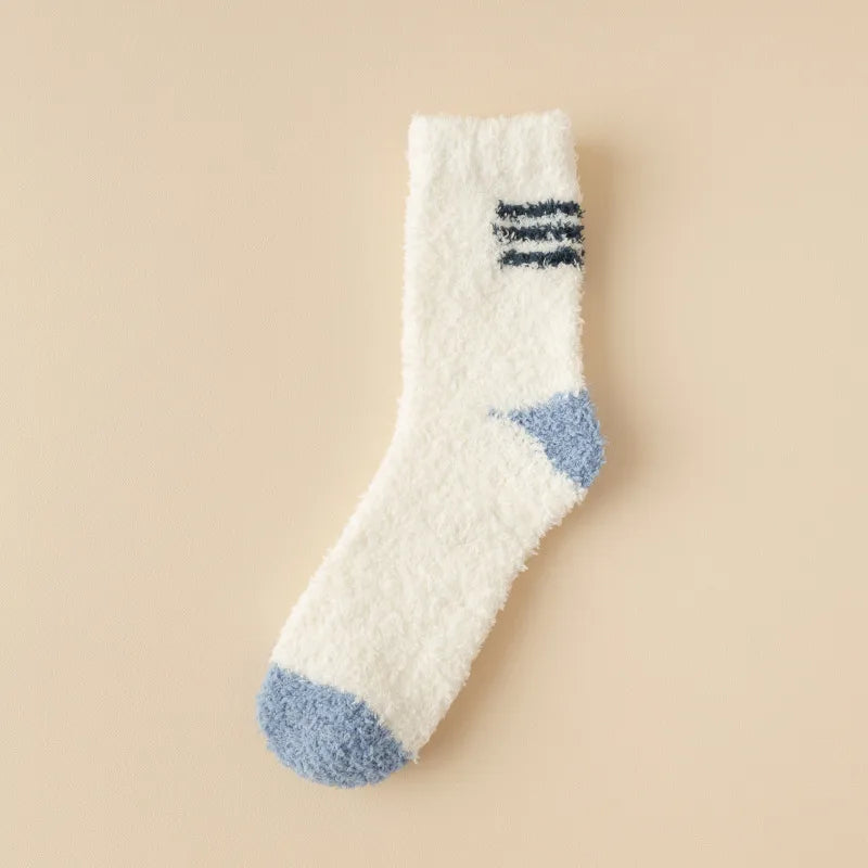 wool-free coral velvet socks men's mid-tube socks autumn and winter men's home warm floor plush socks