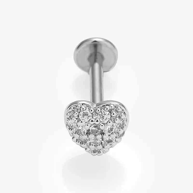 1 Piece Lip Rings Simple Style Commute Leaves Heart Shape Flower 316L Stainless Steel  Inlay Zircon 18K Gold Plated Ear Cartilage Rings & Studs
