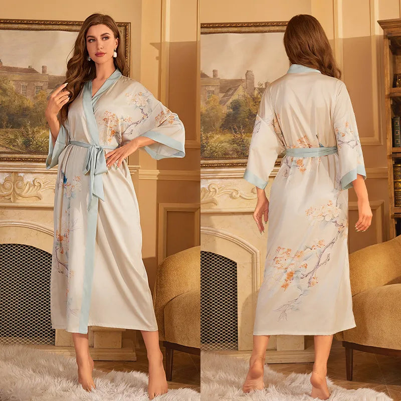 new satin chiffon ice silk light bathrobe multicolors