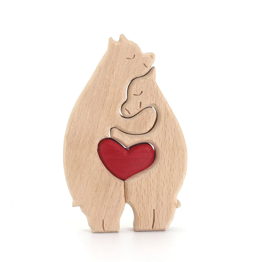 Mother'S Day Simple Style Bear Heart Shape Wood Casual Home Daily Ornaments