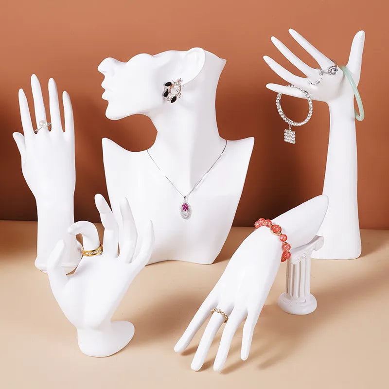 Resin Jewelry Display Stand Necklace Bracelet Earring Model Holder Premium Feel Integrated Design Hand Touch Pattern