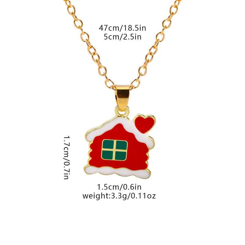 Christmas Elements Deer Santa Claus Alloy Pendant Necklace Christmas Socks Drop Oil Bell Pendant Best Friend Jewelry
