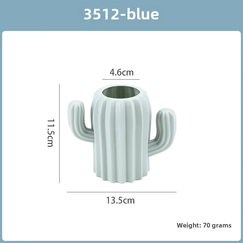 Imitation Ceramic Vase Nordic Plastic Vase Morandi Living Room Ornaments Vase Hydroponic Creative Vase Wholesale