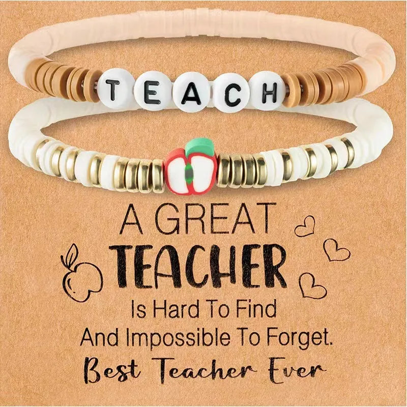 Wholesale Jewelry Simple Style Letter Apple soft clay Beaded Bracelets