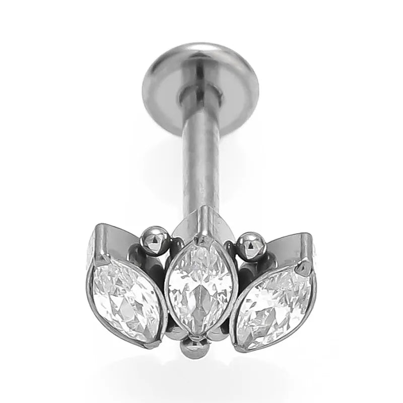 1 Piece Lip Rings Simple Style Commute Crown Butterfly Titanium Steel Inlay Zircon 18K Gold Plated Ear Cartilage Rings & Studs