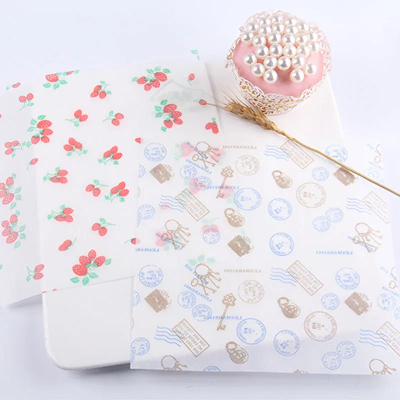 Aimanwu Food Grade Packaging Candy Paper Lunch Oil-proof Paper Wax Paper Square 18cm (50 sheets/bag) Hamburger Paper