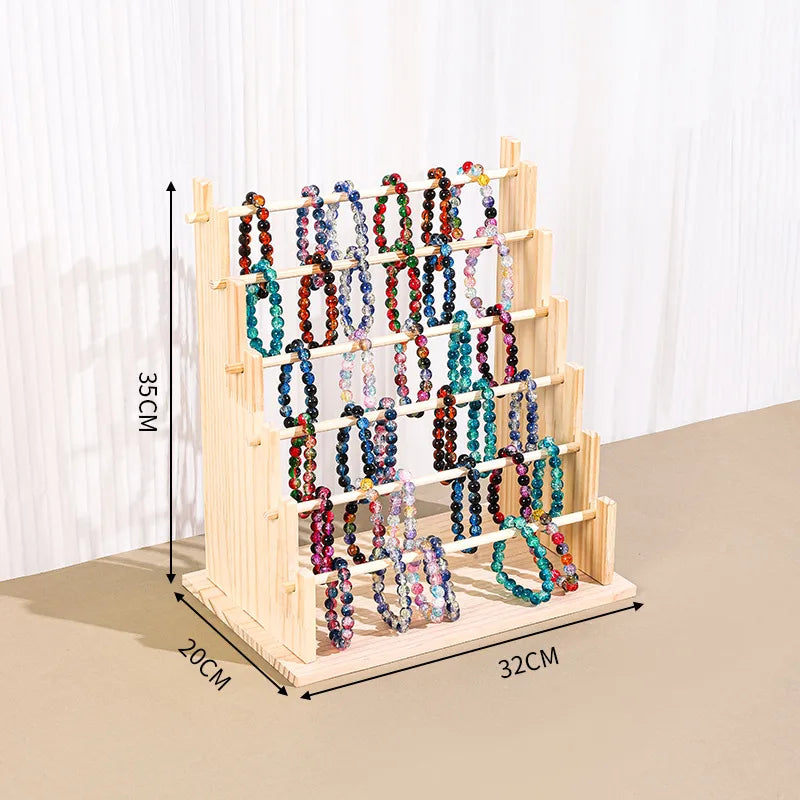 Solid Wood Bracelet Jewelry Display Stand Stall Wares Watch Accessory Storage Rack Hair Tie Headband Organizer Holder