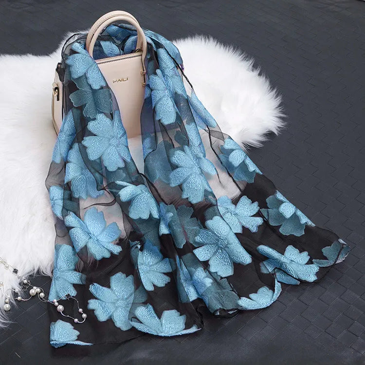 women's simple style color block organza scarf