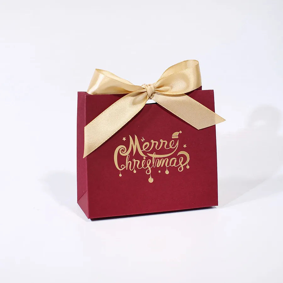 Merry Christmas Gift Box Decorative Multicolor Christmas Packaging Box Holiday Festive White Cardstock Bell wreath Design