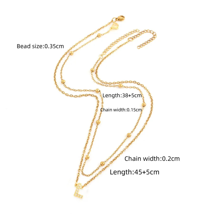 Wholesale Jewelry Simple Style Classic Style Letter 201 Stainless Steel Copper ball chain cable chain Pendant Necklace