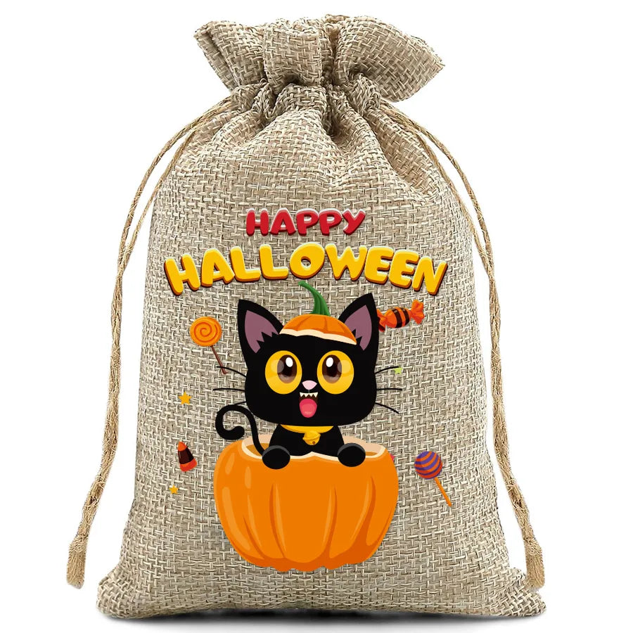 Halloween Linen Bag Easter Linen Bag Children Party Candy Storage Bag Festival Celebration Supplies Party Printing Material
