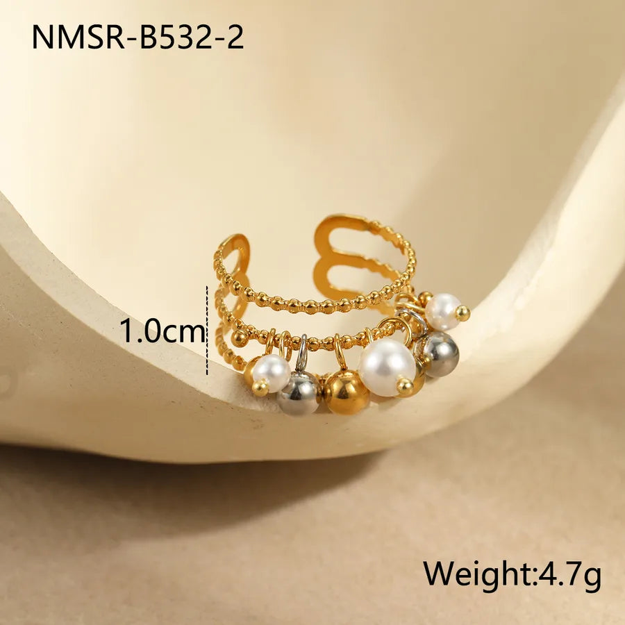 Wholesale Jewelry Cool Style Round Ball 304 Stainless Steel Open Rings