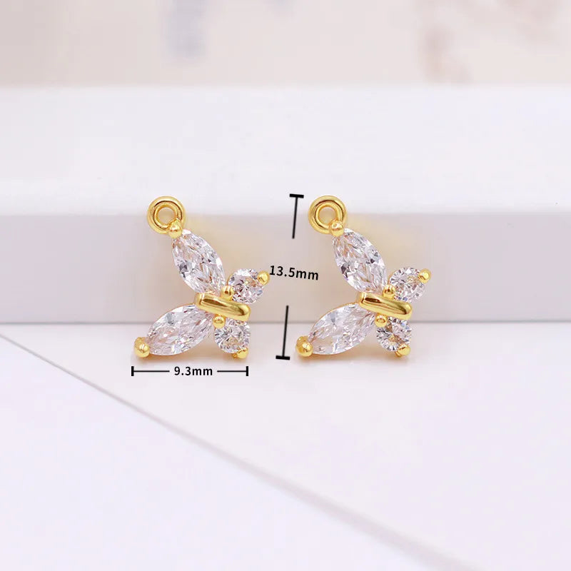 1 Piece Copper Zircon Flower Bow Knot Pendant