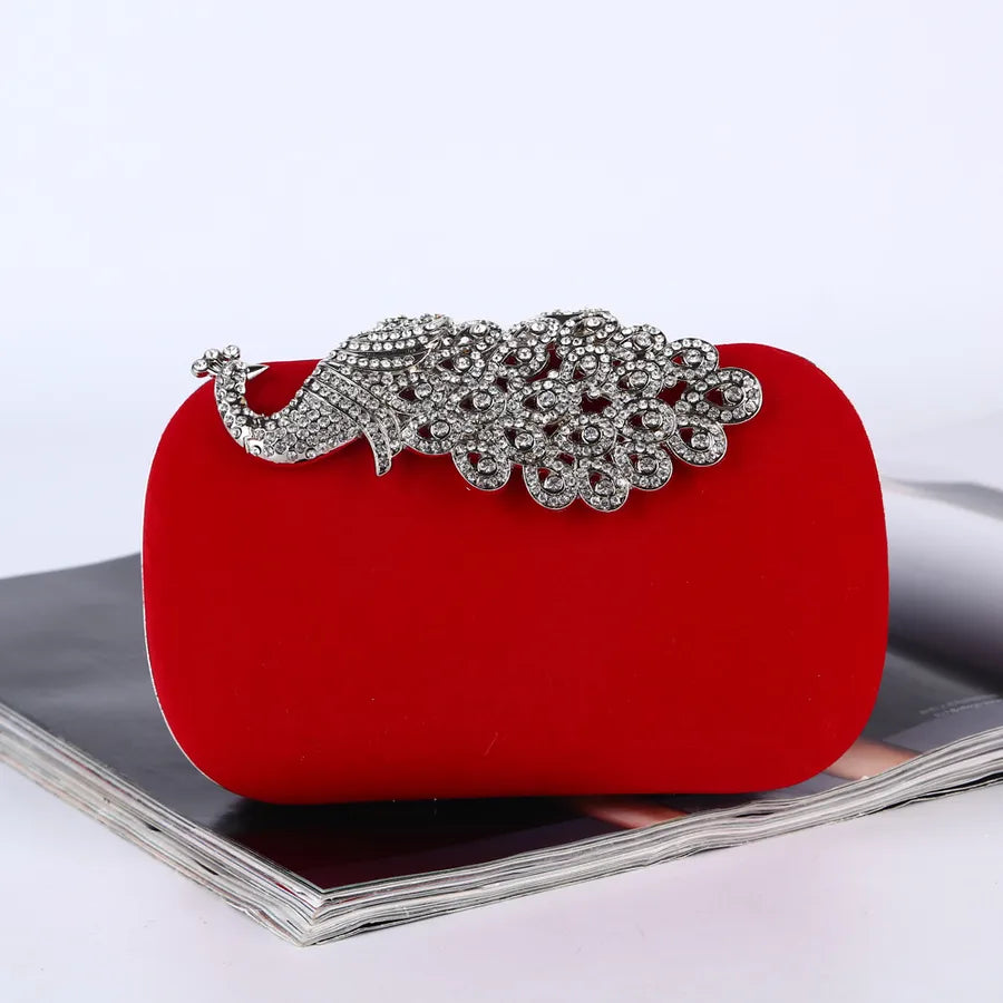retro peacock dinner bag diamond clutch bag handmade evening bag classic velvet bridal banquet bag