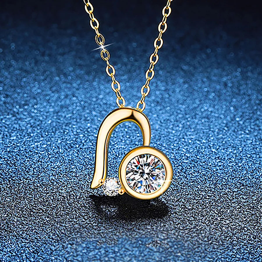 1.0ct Moissanite 925 Sterling Silver Pendant Necklace GRA Certificate Round Brilliant Cut Geometric Floral Bow Knot 18K Gold Plated Pendant Necklace