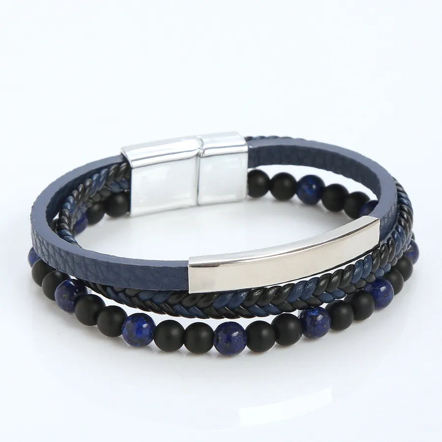 retro round alloy braid men's bracelets