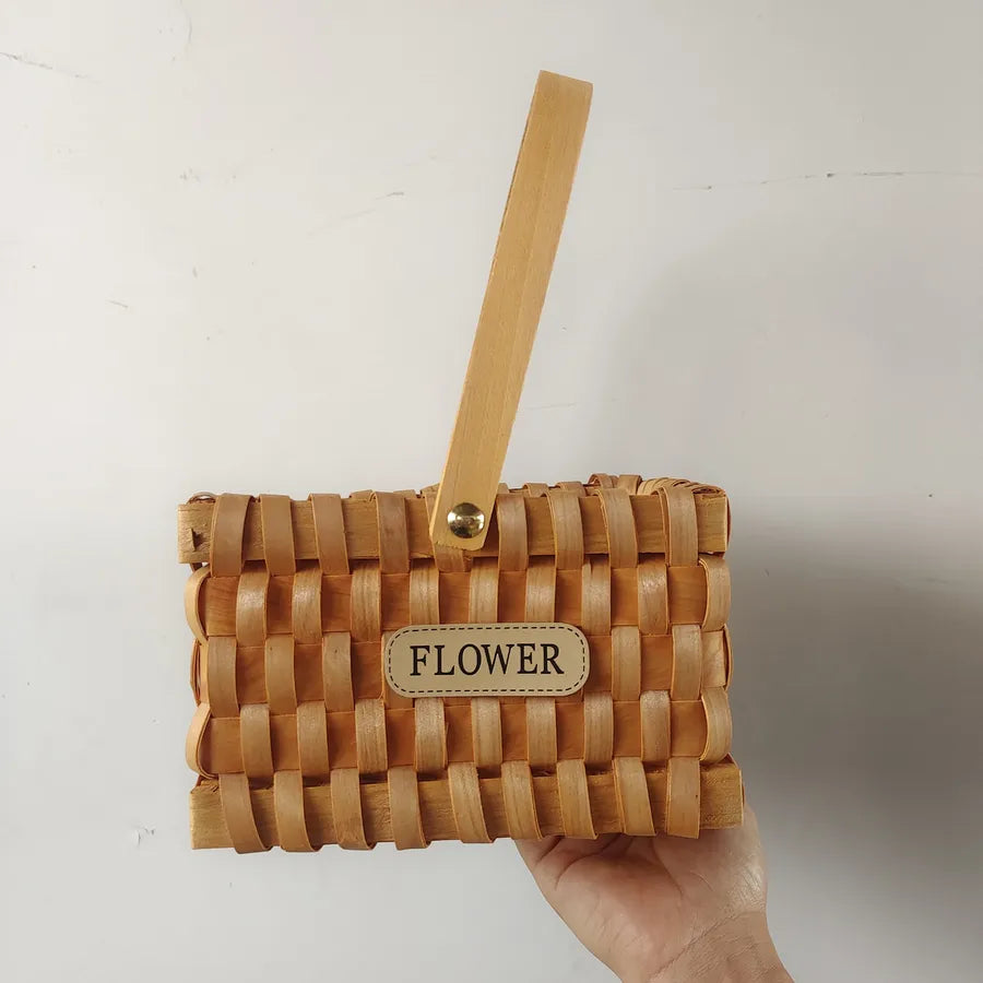 Pastoral Bow Knot Wood Storage Basket
