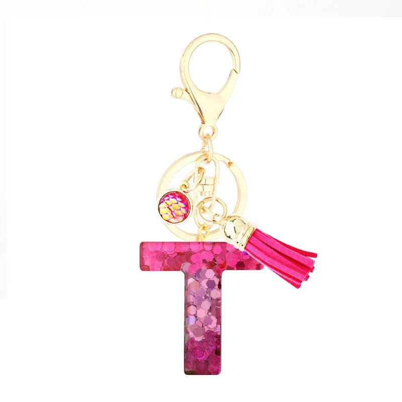 1 piece fashion letter resin patchwork unisex keychain