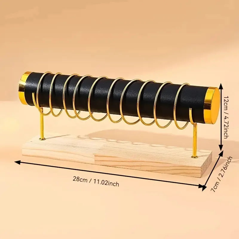 High-End Gold Jewelry Display Stand Bracelet Watch Storage Rack Elegant New Design Solid Wood Accessory Showcasing Holder