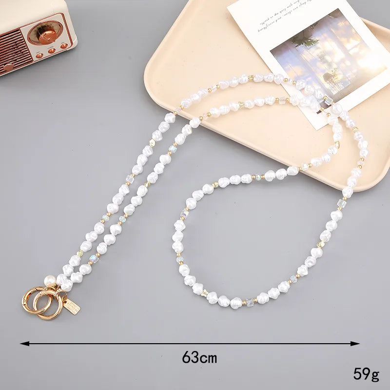 Basic Geometric Artificial Pearl Beaded Mobile Phone Chain