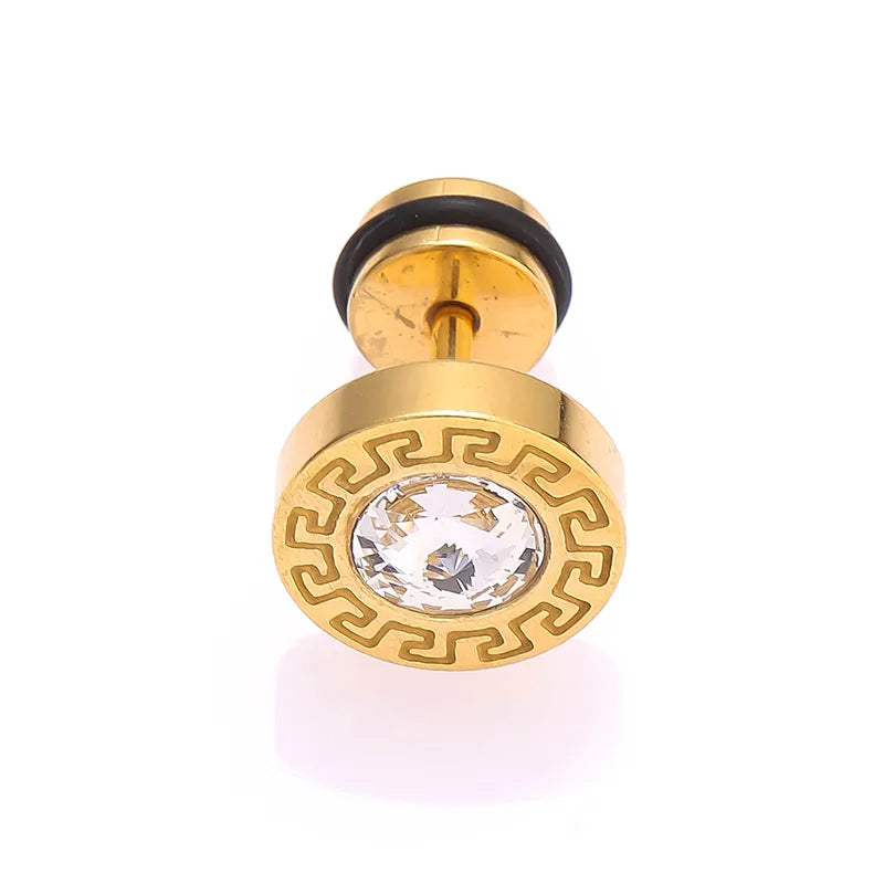 1 Piece Simple Style Classic Style Round Polishing Inlay 316L Stainless Steel  Zircon 18K Gold Plated Ear Studs